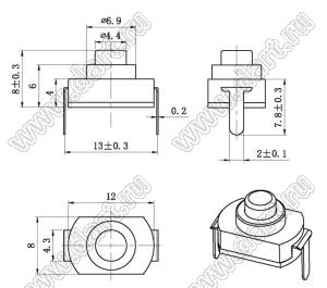 KAN8-001 кнопочный переключатель; 8x8x12мм (HxWxL)