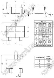 BAS20W (SOT-323) диод SMD ключевой; Io=200мА; Vr (max)=150В (макс.); VF=1,25В; IR=0,1мкА