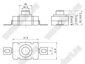 KAN8-008 кнопочный переключатель; 10,5x12x18мм (HxWxL)