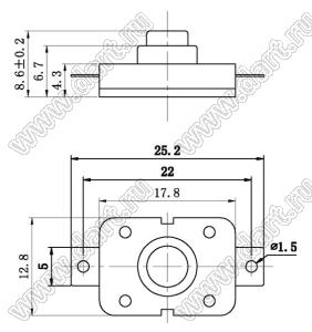 KAN8-108-23 кнопочный переключатель; 8,6x12,8x17,8мм (HxWxL)