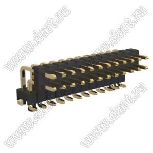 BL1225-2212M-PG штыри двухрядные SMD горизонтальные угловые с двойным изолятором с направляющими в плату; шаг 2.54мм; H=2.5мм; 24-конт.