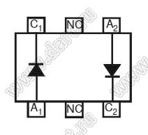 MMBD4448V (SOT-563) диод SMD ключевой; Io=250мА; Vr (max)=80В (макс.); VF=1,25В; IR=0,1мкА