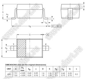 BAS316 (SOD-323) диод SMD ключевой; Io=250мА; Vr (max)=100В (макс.); VF=1,25В; IR=1мкА