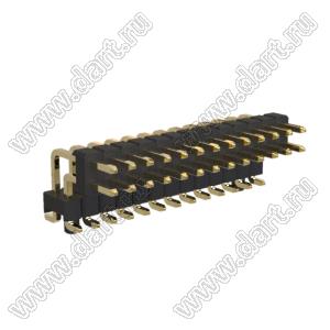 BL1220-2213M-PG штыри двухрядные SMD горизонтальные угловые с двойным изолятором с направляющими в плату; шаг 2.54мм; H=2.0мм; 2x13-конт.