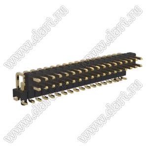 BL1215-2218M-PG штыри двухрядные SMD горизонтальные угловые с двойным изолятором с направляющими в плату; шаг 2.54мм; H=1.5мм; 2x18-конт.