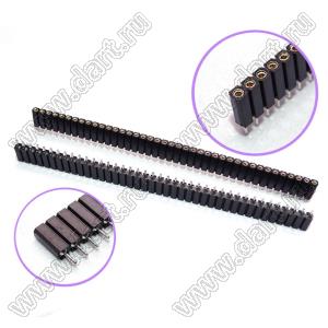 DS1002-03-1x406T1F6 (6801S-40-70, 3620-70140SG0100T01) гнезда цанговые прямые однорядные для выводного монтажа; P=2,54x2,54мм; 40-конт.