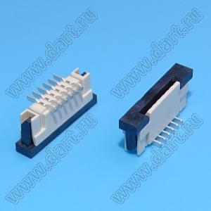 1223-06-01 (AF2G06R*S0T10_Q0Q1) розетка SMD для плоского шлейфа (FPC); шаг 1,0мм; 6-конт.; вертикальный вход