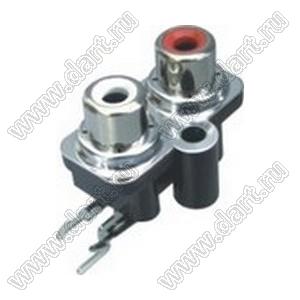 RCA-207S-PC блок двух гнезд RCA "тюльпан" на плату и с креплением на панель