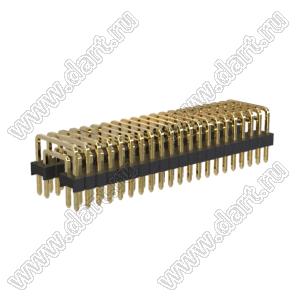 BL1225-2221N2 штыри двухрядные угловые с двойным изолятором, тип 3; шаг 2.54мм; 2*21-конт.