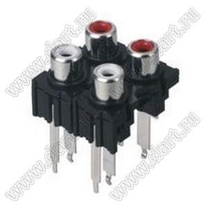 RCA-431B блок 4-х гнезд RCA "тюльпан" с креплением на панель