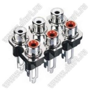 RCA-607F-P блок 6 гнезд RCA "тюльпан" с креплением на панель