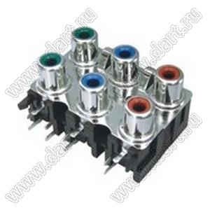 RCA-623D-PD блок 6 гнезд RCA "тюльпан" с креплением на панель