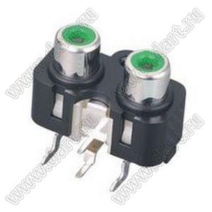 RCA-206H-E блок двух гнезд RCA "тюльпан" на плату и с креплением на панель