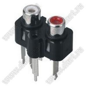 RCA-206B-E блок двух гнезд RCA "тюльпан" на плату и с креплением на панель