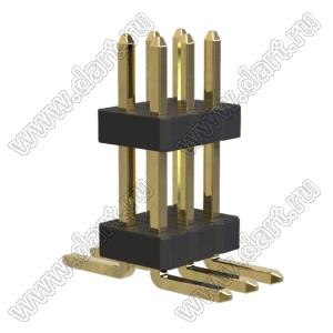 BL1615-2203M штыри двухрядные с двойным изолятором вертикальные для поверхностного (SMD) монтажа, шаг 1,0 мм; 2x3-конт.