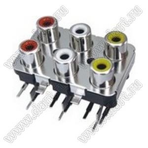 RCA-607-PC блок 6 гнезд RCA "тюльпан" с креплением на панель
