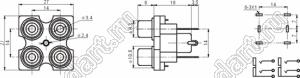 RCA-407B блок 4-х гнезд RCA "тюльпан" с креплением на панель