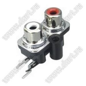 RCA-207S-PB блок двух гнезд RCA "тюльпан" на плату и с креплением на панель