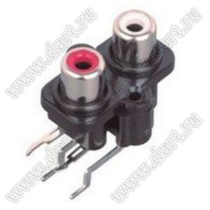 RCA-207AS-E блок двух гнезд RCA "тюльпан" на плату и с креплением на панель