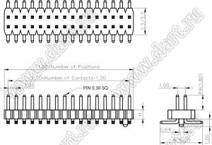 BL1610-1227M-PG штыри двухрядные вертикальные для поверхностного (SMD) монтажа с направляющими, шаг 1,0 мм; 2x27-конт.