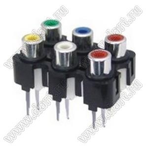 RCA-606B блок 6 гнезд RCA "тюльпан" с креплением на панель