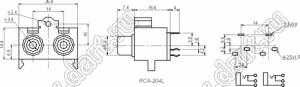 RCA-204L блок двух гнезд RCA "тюльпан" на плату и с креплением на панель
