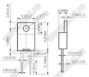 HER1606 (TO-220AC) высокоэффективный диод 600V / 16A / 100нс  в корпусе TO-220AC