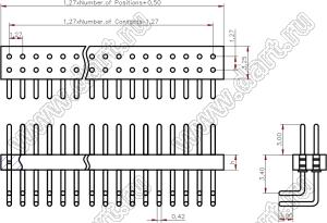 BL3614-21214R штыри цанговые угловые двухрядные; 2x14-конт.