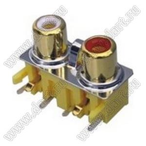 RCA-225D-PD блок двух гнезд RCA "тюльпан" на плату