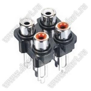 RCA-407F блок 4-х гнезд RCA "тюльпан" с креплением на панель