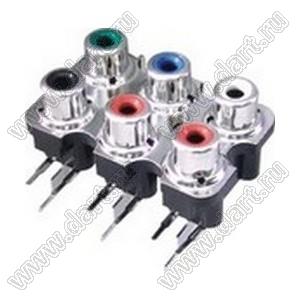 RCA-607P блок 6 гнезд RCA "тюльпан" с креплением на панель