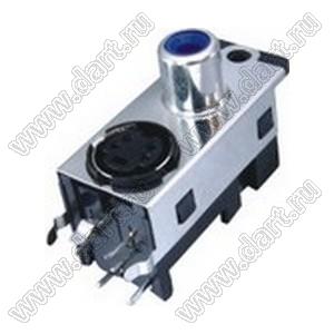 RW-D08 блок гнезд RCA "тюльпан" и мини-DIN 4P