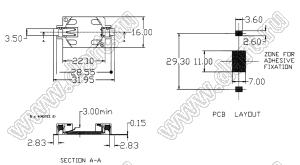 BS-6-2 (KLS5-CR2032-05) держатель элемента питания CR2032 в плату горизонтальный DIP