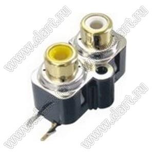 RCA-206P блок двух гнезд RCA "тюльпан" на плату и с креплением на панель