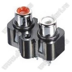 RCA-206C блок двух гнезд RCA "тюльпан" на плату и с креплением на панель