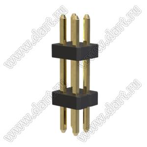 BL1610-2202S штыри двухрядные с двойным изолятором прямые, шаг 1,0 мм; 2x2-конт.
