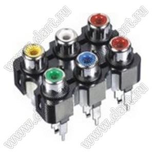 RCA-606F блок 6 гнезд RCA "тюльпан" с креплением на панель