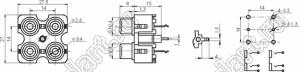 RCA-406C блок 4-х гнезд RCA "тюльпан" с креплением на панель