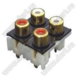 RCA-410A блок 4-х гнезд RCA "тюльпан" с креплением на панель