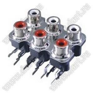 RCA-607S-PE блок 6 гнезд RCA "тюльпан" с креплением на панель