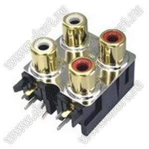 RCA-415D-P блок 4-х гнезд RCA "тюльпан" с креплением на панель