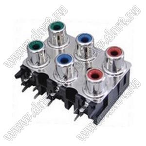 RCA-623D-P блок 6 гнезд RCA "тюльпан" с креплением на панель