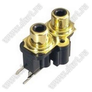 RCA-226P блок двух гнезд RCA "тюльпан" на плату и с креплением на панель