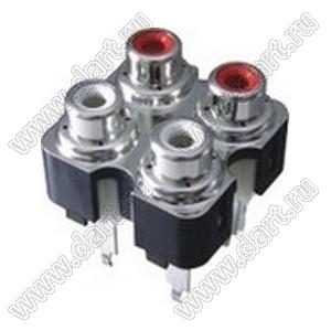RCA-406B-P блок 4-х гнезд RCA "тюльпан" с креплением на панель