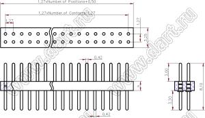 BL3614-21244S штыри цанговые прямые двухрядные; 2x44-конт.