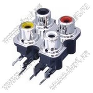 RCA-407S-PE блок 4-х гнезд RCA "тюльпан" с креплением на панель