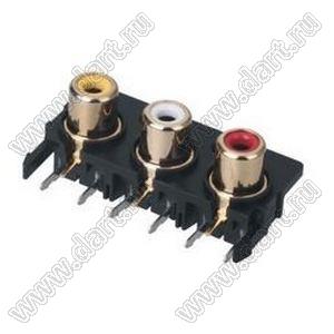 RCA-328A блок трех гнезд RCA "тюльпан" на плату и с креплением на панель