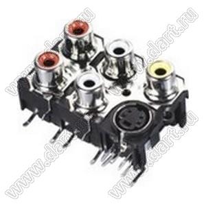 RW5-AS03B блок гнезд RCA "тюльпан" и мини-DIN 4P