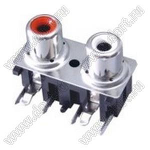 RCA-225D-P блок двух гнезд RCA "тюльпан" на плату и с креплением на панель