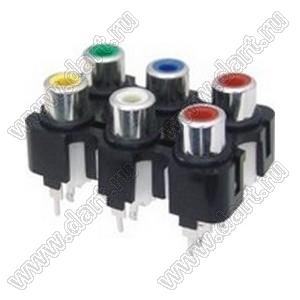 RCA-606A блок 6 гнезд RCA "тюльпан" с креплением на панель